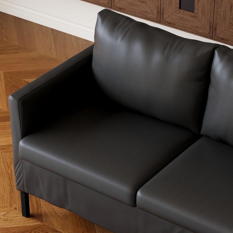 Siyah Suni Deri Su Geçirmez İkili Koltuk - 130 cm - 207897