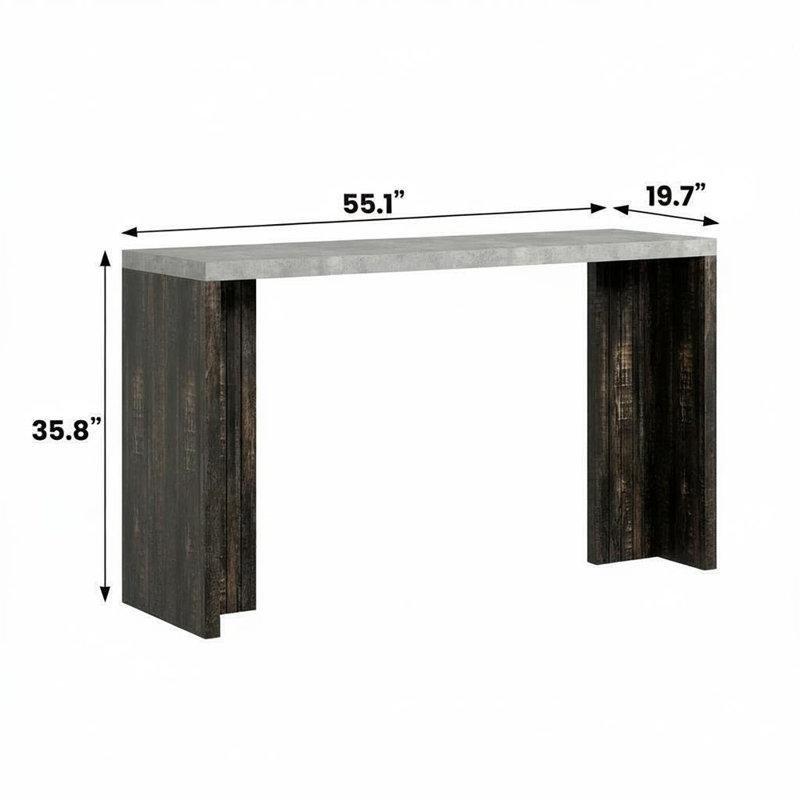 Siyah Suni Mermer Tablalı LED Aydınlatmalı Dikdörtgen Bar Masası - 140x51 cm - 232031