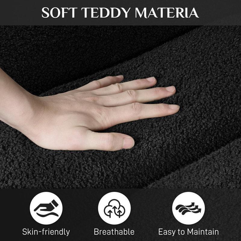 Siyah Teddy Kumaş Kapitoneli İkili Koltuk - 149 cm - 207649