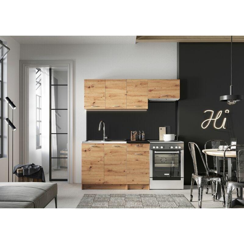 Siyah Tezgahlı Zanaatkar Meşe Suntalam 5 Parçalı Hazır Mutfak Seti - 120180 cm - 186026