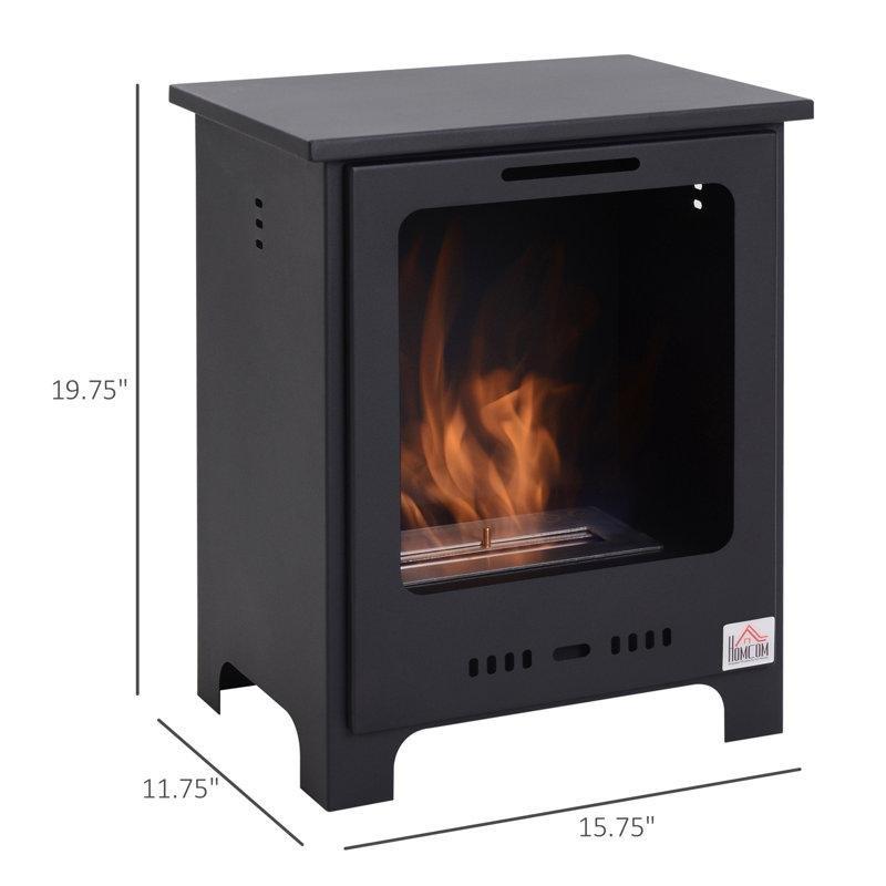 Siyah Tuğla Desenli Kapaklı Ayaklı Bioethanol Şömine - 41x30x51 cm - 188348