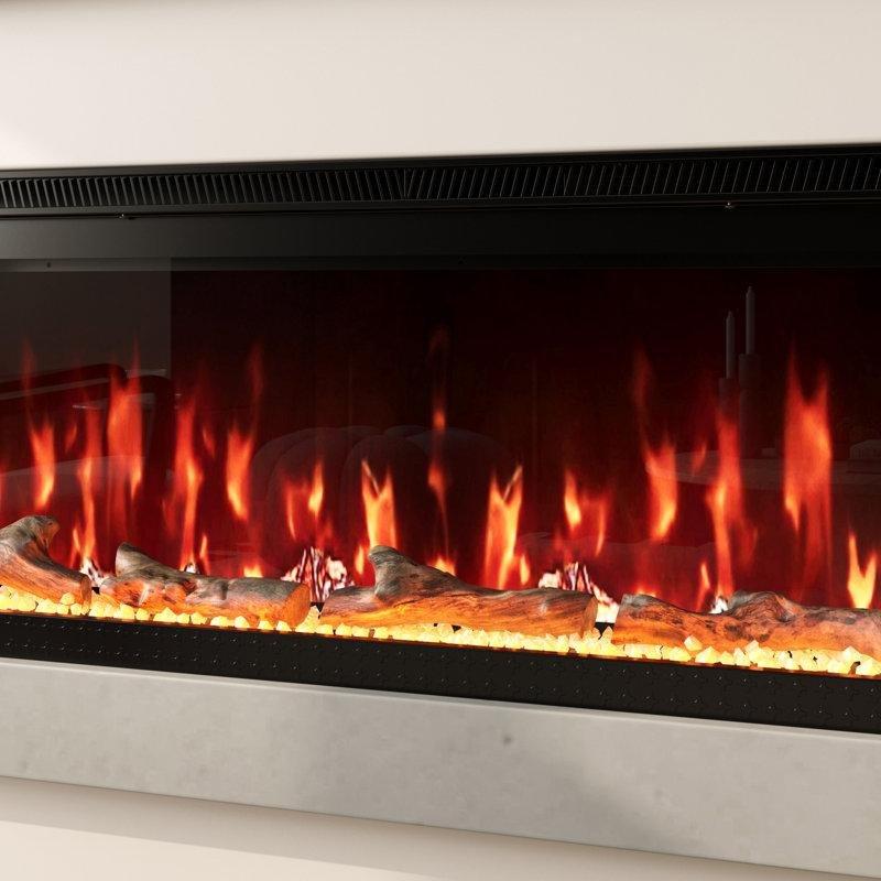 Siyah Üç Taraflı Cam Tasarımlı Akıllı Kontrollü Elektrikli Şömine - 183 cm - 183943