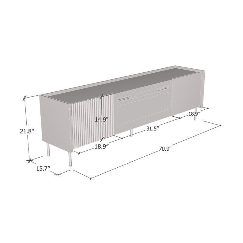 Siyah ve Ceviz Rengi Mat Yüzeyli Elektrikli Şömineli Suntalam Tv Ünitesi - 181 cm - 221189