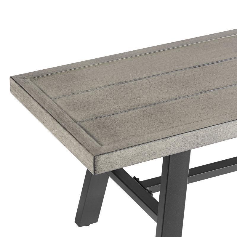 Siyah ve Eskitme Gri Toz Boyalı Çelik 3 Kişilik Lata Tasarımlı Bahçe Bankı - 178 cm - 172012