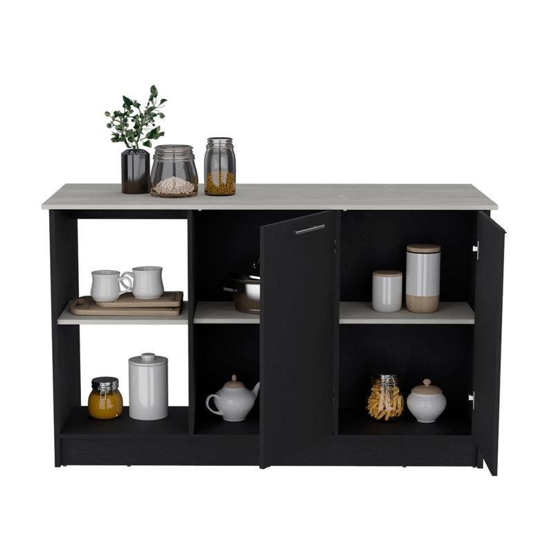 Siyah ve Gri Suntalam Raflı ve Dolaplı Mutfak Adası - 150 cm - 176453