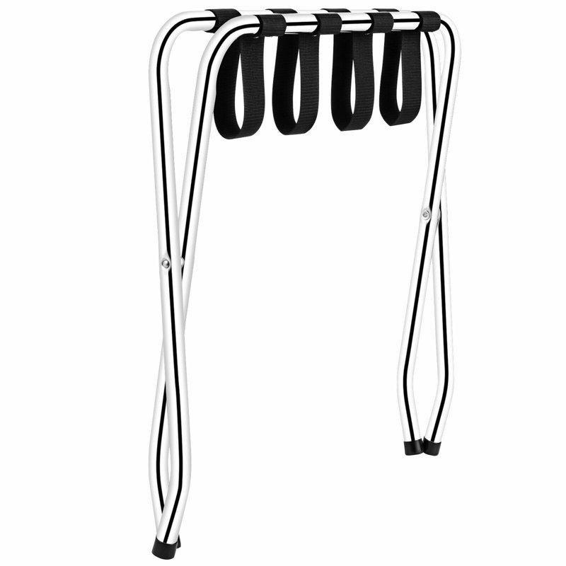 Siyah ve Gümüş Çelik Katlanabilir Raflı Valiz Sehpası - 68 cm - 186837
