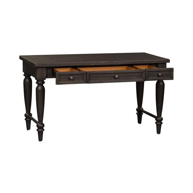 Siyah ve Kahverengi Kauçuk ve Meşe Ağacı 3 Çekmeceli Vintage Çalışma Masası - 138x72 cm - 234895