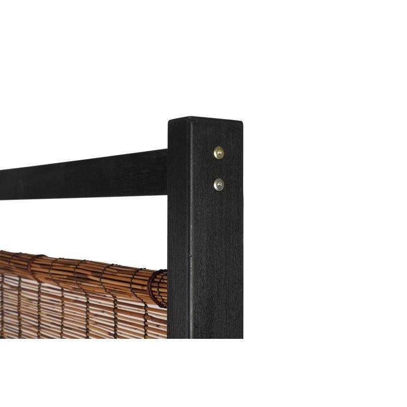 Siyah ve Kahverengi Masif Çam Ağacı Tek Panelli Ayaklı Paravan - 150x182 cm - 184698