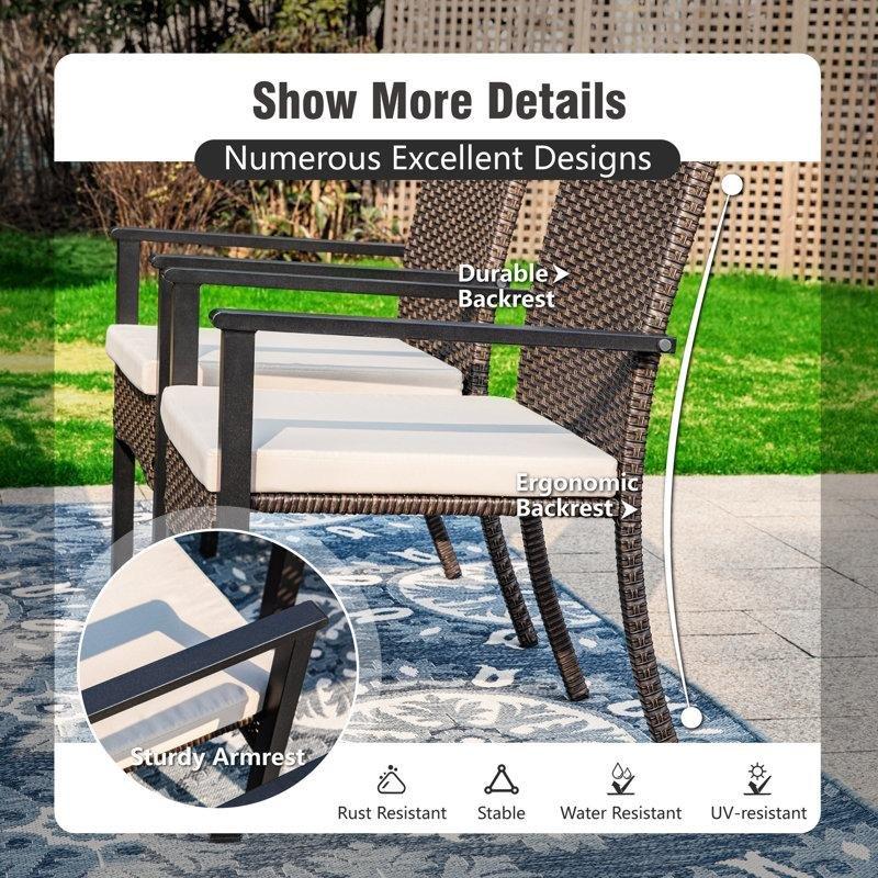 Siyah ve Kahverengi Rattan Metal Açılır Minderli 8 Kişilik Bahçe Masa Takımı - 215403