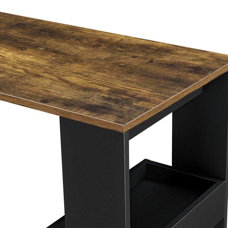 Siyah ve Koyu Meşe Suntalam Duvara Monte 2 Raflı Bar Masası - 120x45x106 cm - 232529