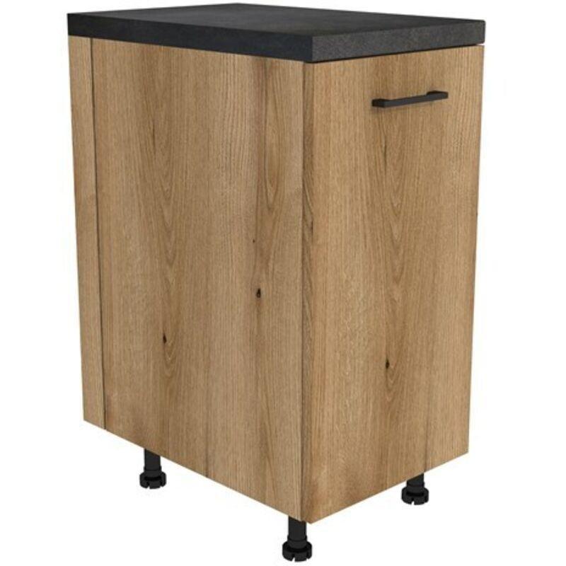 Siyah ve Meşe Tezgahlı Köşe Mutfak Modeli - 240 x 180 cm - 186012