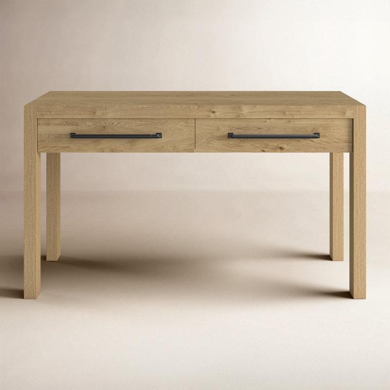 Soluk Meşe Masif Meşe İki Çekmeceli Vintage Çalışma Masası - 138x67 cm - 234843