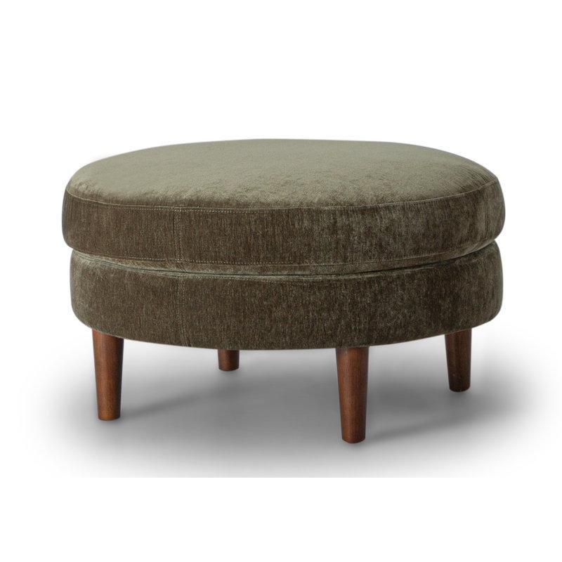 Şönil Kumaş Döşemeli Masif Ahşap Yuvarlak Kokteyl Puf - Ø79 cm - 164983