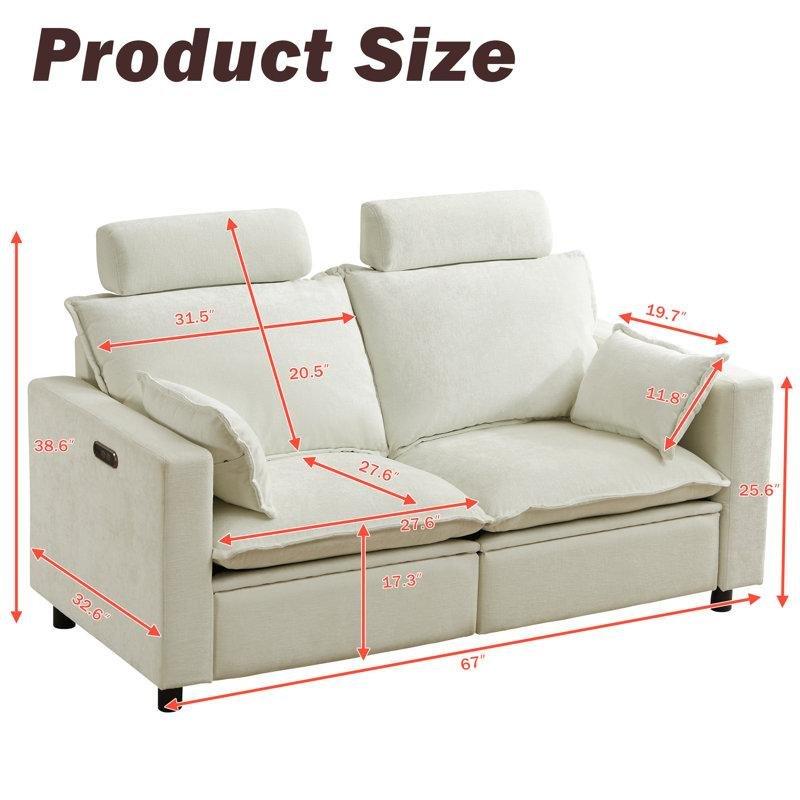 Şönil Kumaş Elektrikli İkili Koltuk - 171 cm - 206899