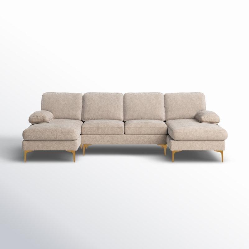 Şönil Kumaş Gold Metal Ayaklı Modüler U Şekilli Köşe Koltuk Takımı - 280 cm - 195187