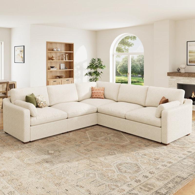 Şönil Kumaş Masif Ahşap İskeletli Modüler Köşe Koltuk Takımı - 264x264 cm - 194507