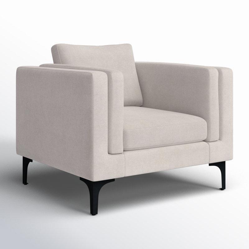 Şönil Kumaş Metal Ayaklı Çıkarılabilir Minderli Masif Ahşap Tekli Koltuk - 203120