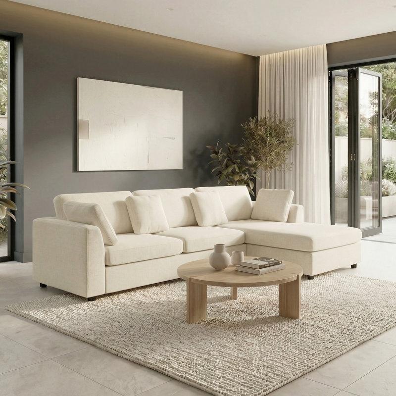 Şönil Kumaş Yönü Değiştirilebilir Modüler Köşe Koltuk Takımı - 277 cm - 195073