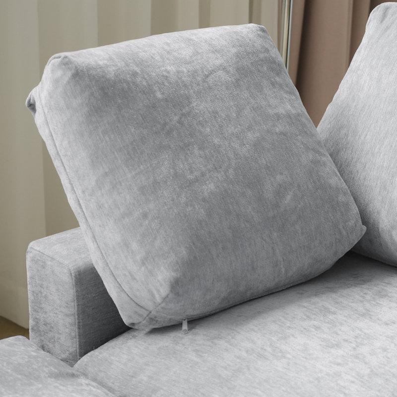 Şönil ve Pamuklu Keten Kumaş Kılıflı Modüler 5 Parça Puflu Köşe Koltuk Takımı - 256x256 cm - 194257
