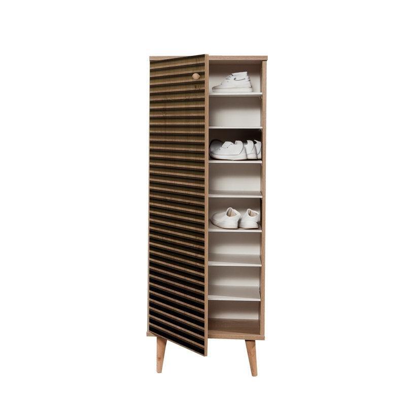 Sonoma Meşe Rengi Gürgen Ayaklı Metal ve Halat Kulplu Ayakkabılık Dolabı - 50x135x38 cm - 227480