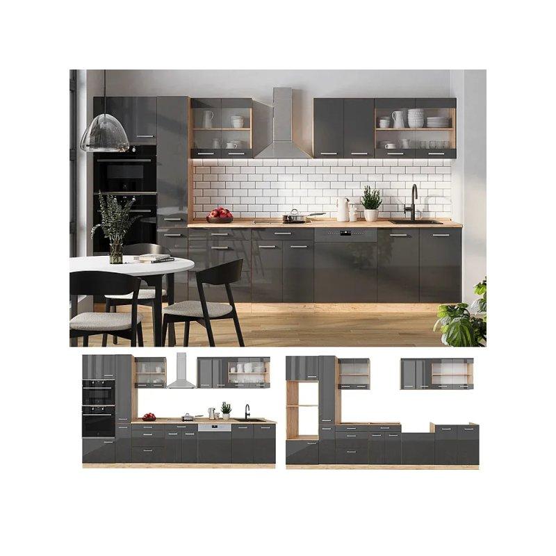 Sonoma Meşe ve Gold Meşe Rengi Ahşap Mutfak Modeli - 350 cm - 186370