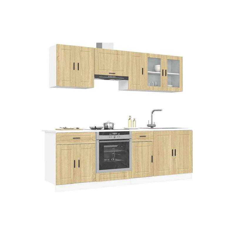 Sonoma Meşesi Cam Kapaklı 8 Parçalı Mutfak Dolap Seti - 186634