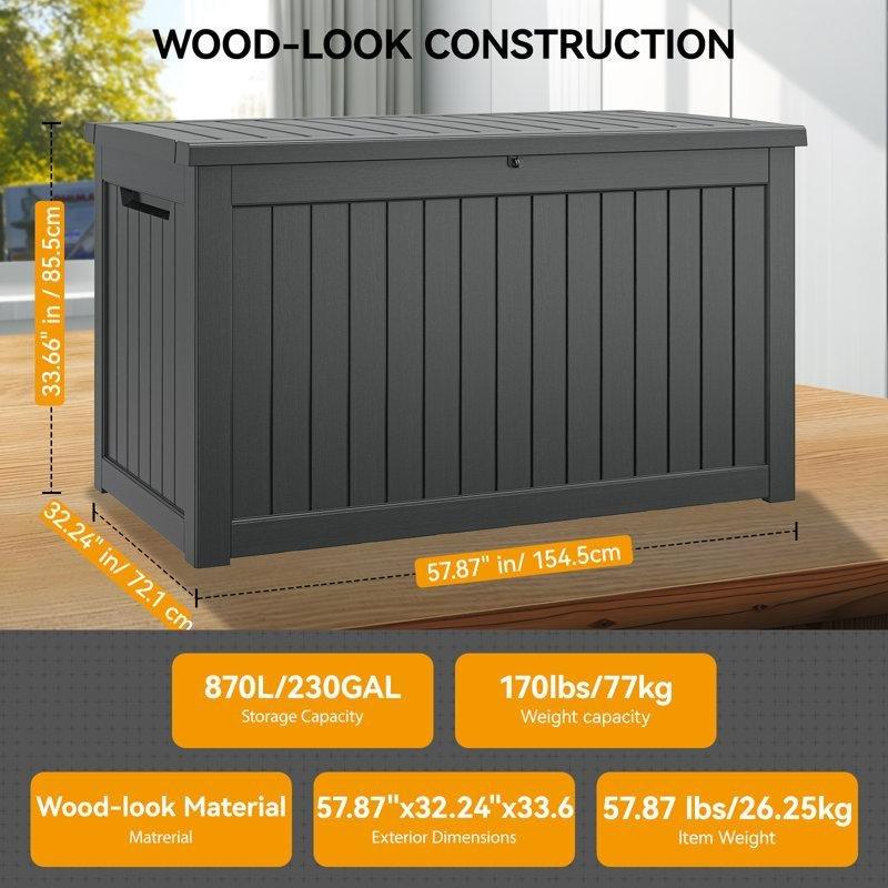 Su Geçirmez Oturaklı Reçine Bahçe Dolabı - 870 L - 163492