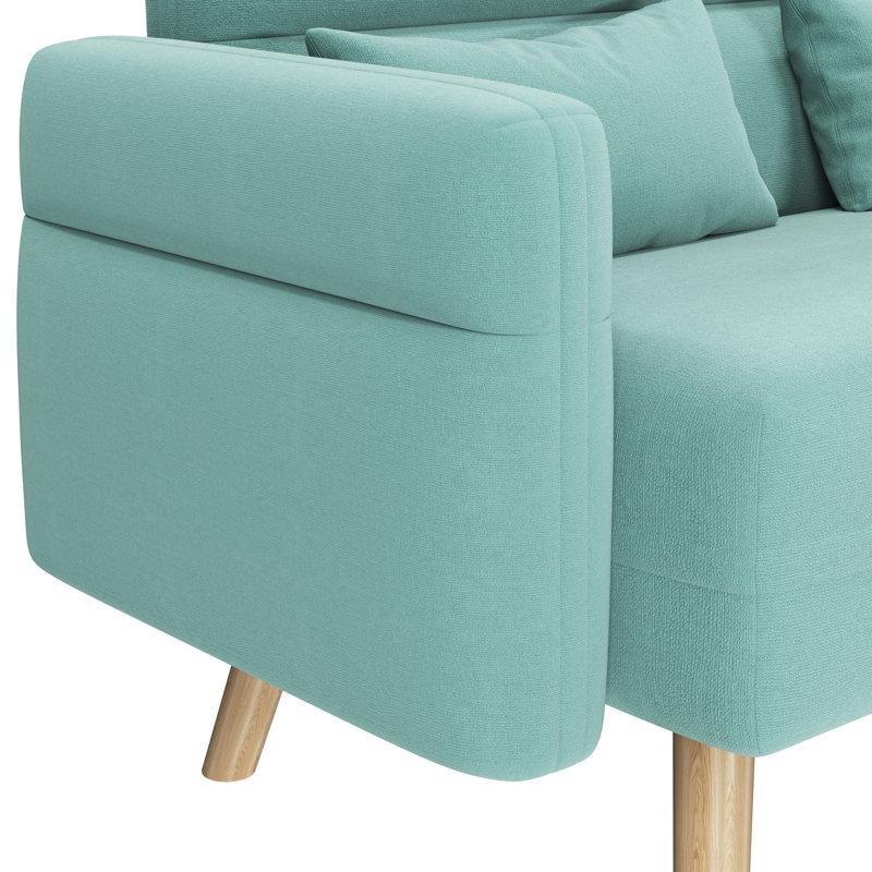 Su Yeşili Kumaş Ahşap Ayaklı İkili Koltuk - 119 cm - 206681