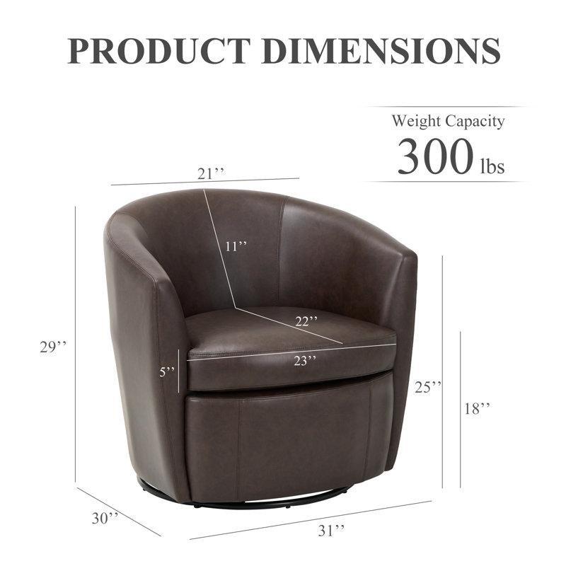 Suni Deri Dönebilen Fıçı Tasarım Tekli Koltuk - 79x76 cm - 202483