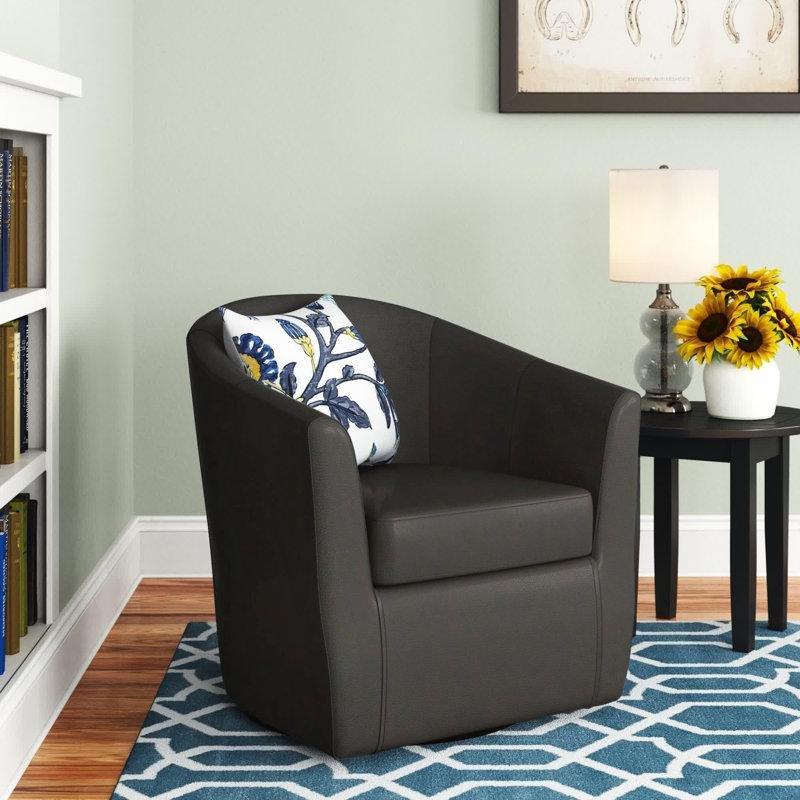 Suni Deri Döner Fıçı Tasarım Tekli Koltuk - 78x69 cm - 203696