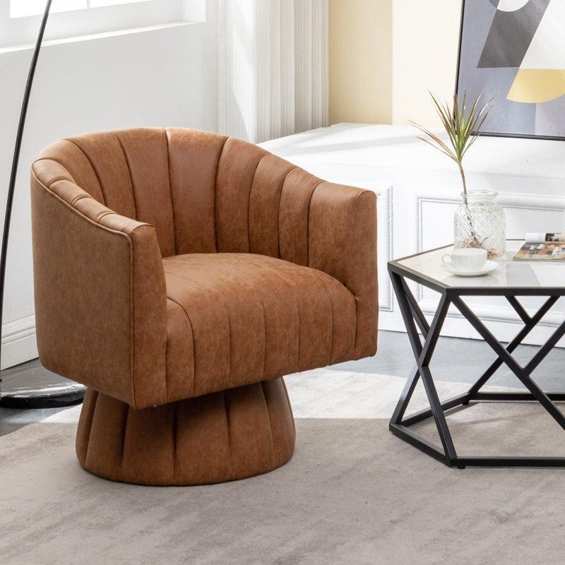 Suni Deri Döner Fıçı Tekli Koltuk - 71x69 cm - 203446