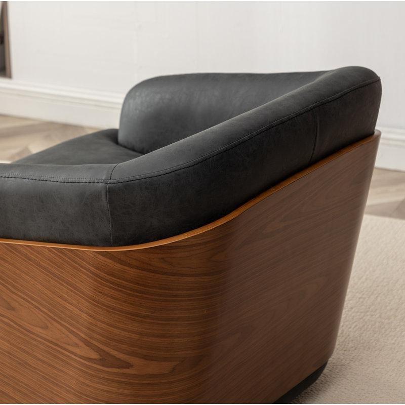 Suni Deri Döner Varil Tasarım Tekli Koltuk - 2li Set - 204357