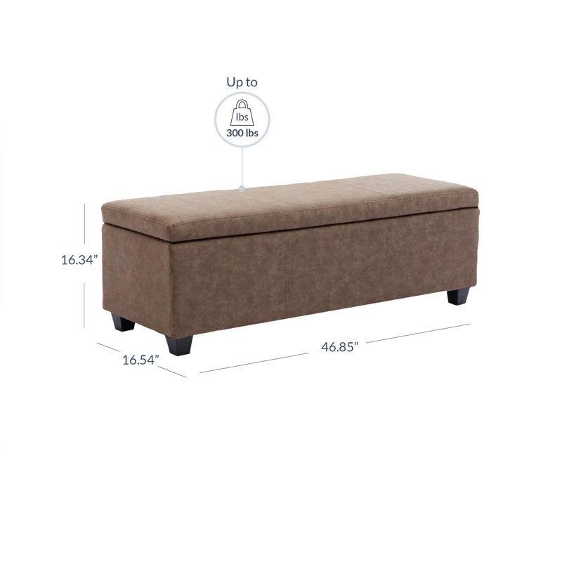 Suni Deri Döşemeli Masif Ahşap Ayaklı Sandıklı Dikdörtgen Puf - 119 cm - 165079