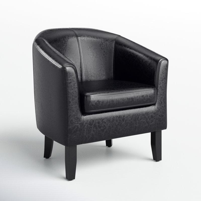 Suni Deri Fıçı Tasarım Masif Ahşap Ayaklı Tekli Koltuk - 67 cm - 204184