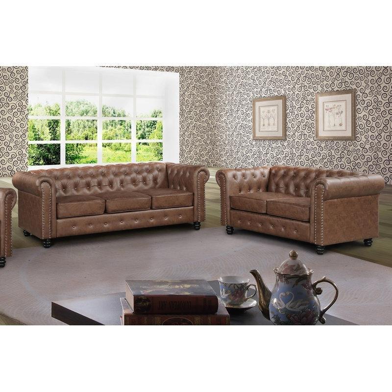 Suni Deri Kapitoneli Chesterfield Koltuk Takımı - 191117