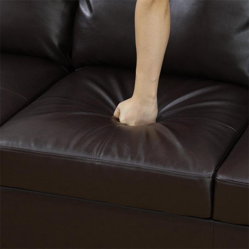 Suni Deri Kapitoneli Depolama Alanlı Modüler L Köşe Koltuk Takımı - 263 cm - 192822