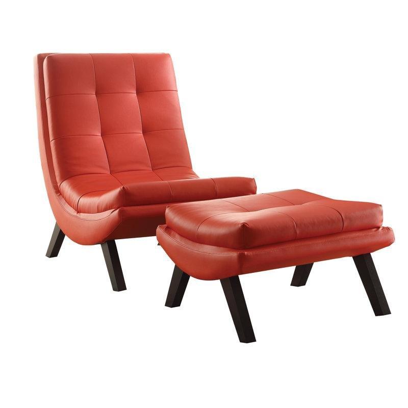 Suni Deri Kapitoneli Masif Ahşap Puflu Tekli Koltuk - 204323