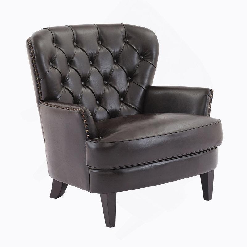 Suni Deri Kapitoneli Zımba Detaylı Tekli Koltuk - 203350