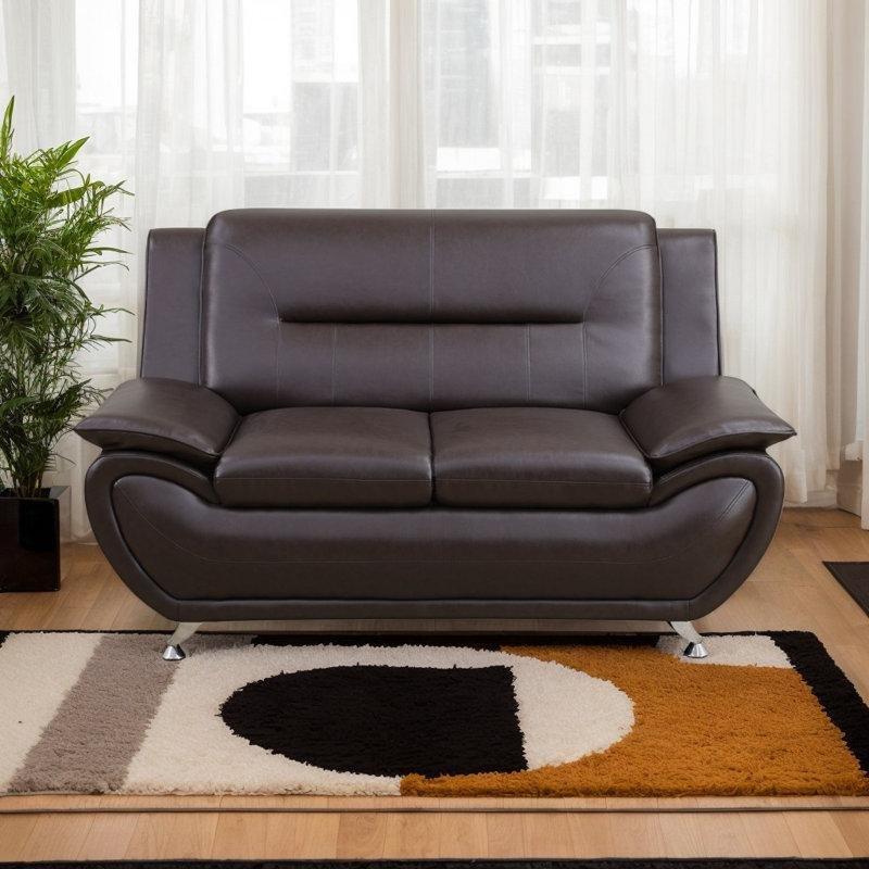 Suni Deri Kolçaksız Metal Ayaklı İkili Koltuk - 155 cm - 207779