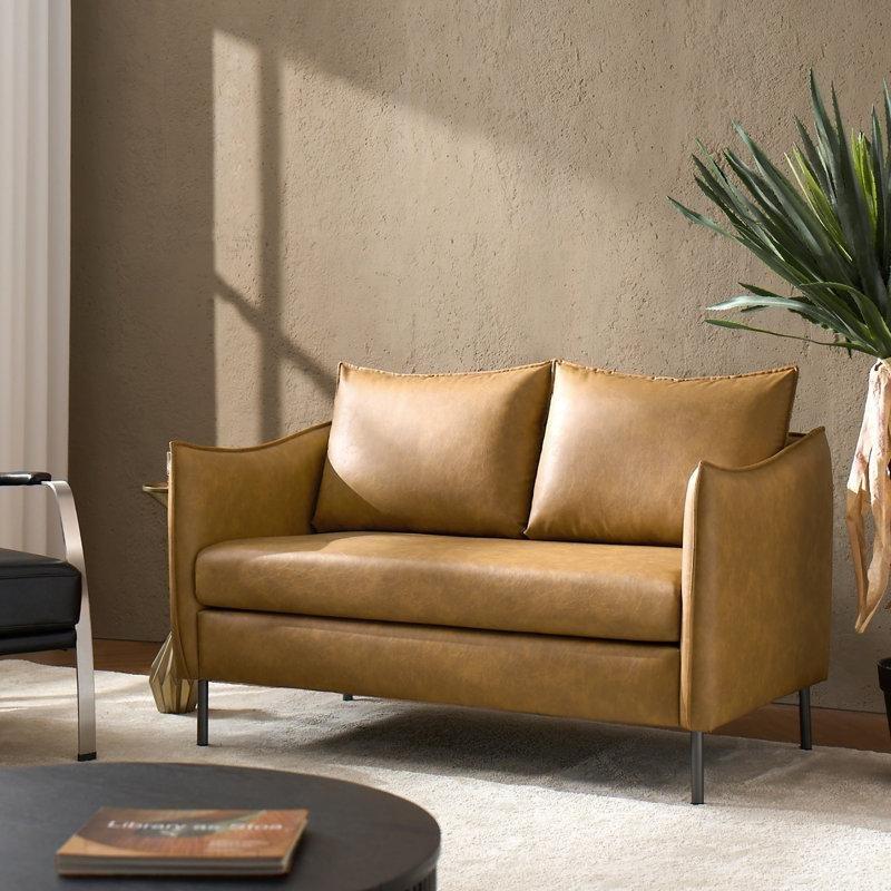 Suni Deri Metal Ayaklı İkili Koltuk - 135x87x78 cm - 208800