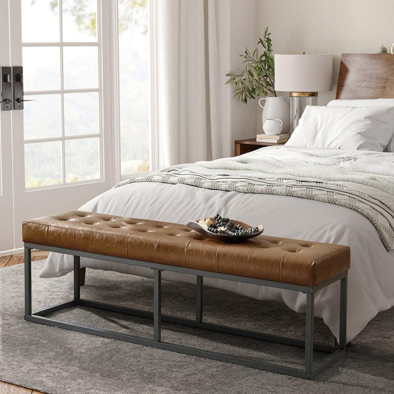 Suni Deri Metal Ayaklı Kapitoneli Bench - 154 cm - 164704