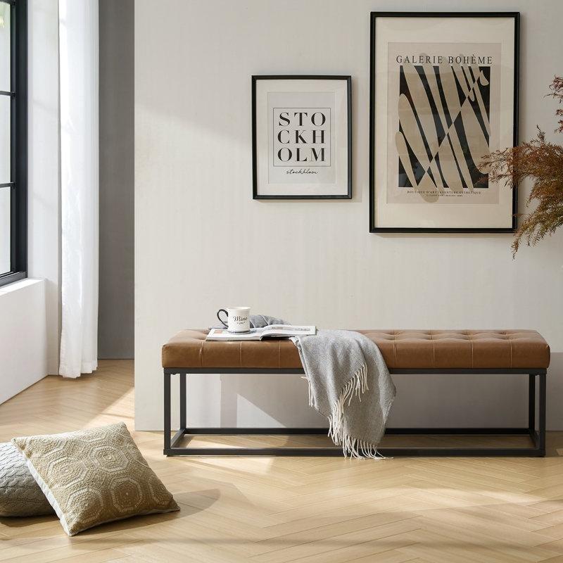 Suni Deri Metal Ayaklı Kapitoneli Bench - 154 cm - 164704