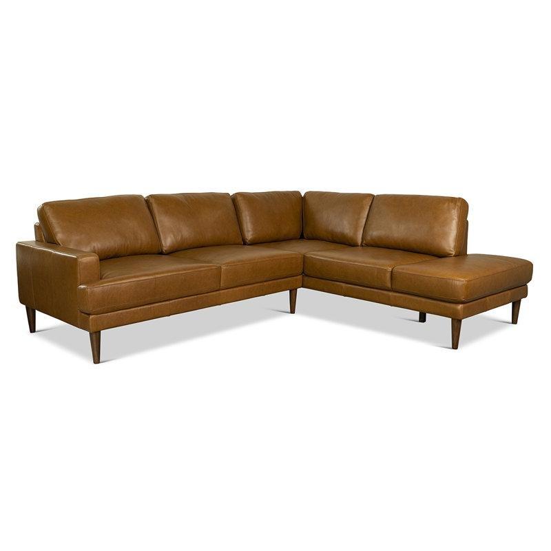 Taba Hakiki Deri Yüzyıl Ortası Modern Tasarım Sağ Köşe Koltuk Takımı - 274x229 cm - 193817