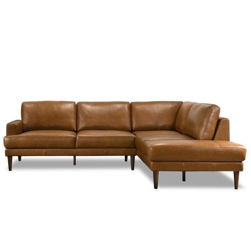 Taba Hakiki Deri Yüzyıl Ortası Modern Tasarım Sağ Köşe Koltuk Takımı - 274x229 cm - 193817