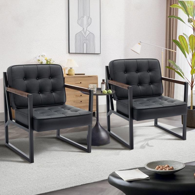 Taba Suni Deri Metal İskeletli Kapitoneli Tekli Koltuk - 202650