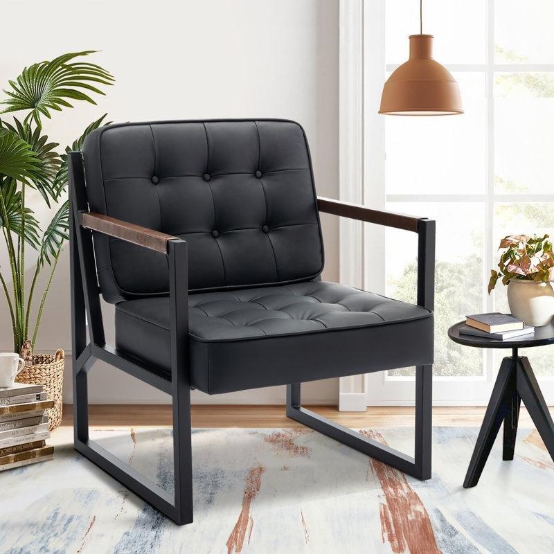 Taba Suni Deri Metal İskeletli Kapitoneli Tekli Koltuk - 202650