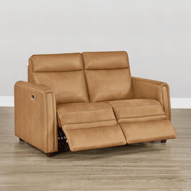 Taba Suni Deri USB Portlu Elektrikli Mekanizmalı İkili Koltuk - 147 cm - 207969