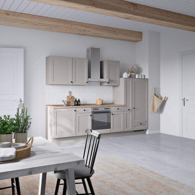Taş Grisi Folyo Kaplı Beko Beyaz Eşyalı Frenli Hazır Mutfak - 300 cm - 185648