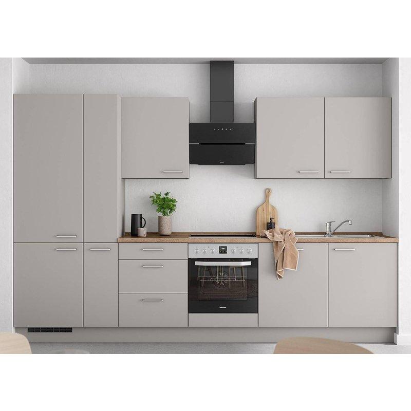 Taş Grisi Kaplamalı AEG Ankastre Cihazlı ve İndüksiyon Ocaklı Mutfak Modeli - 330 cm - 185024