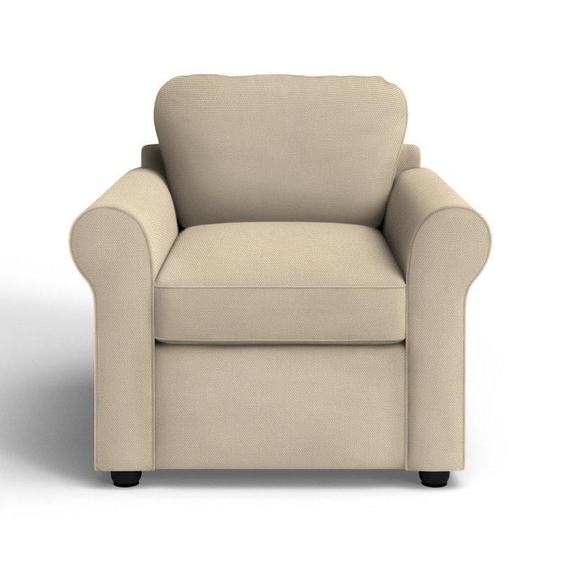 Taş Rengi Kanvas Kumaş Kıvrık Kollu Tekli Koltuk - 203247